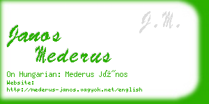 janos mederus business card